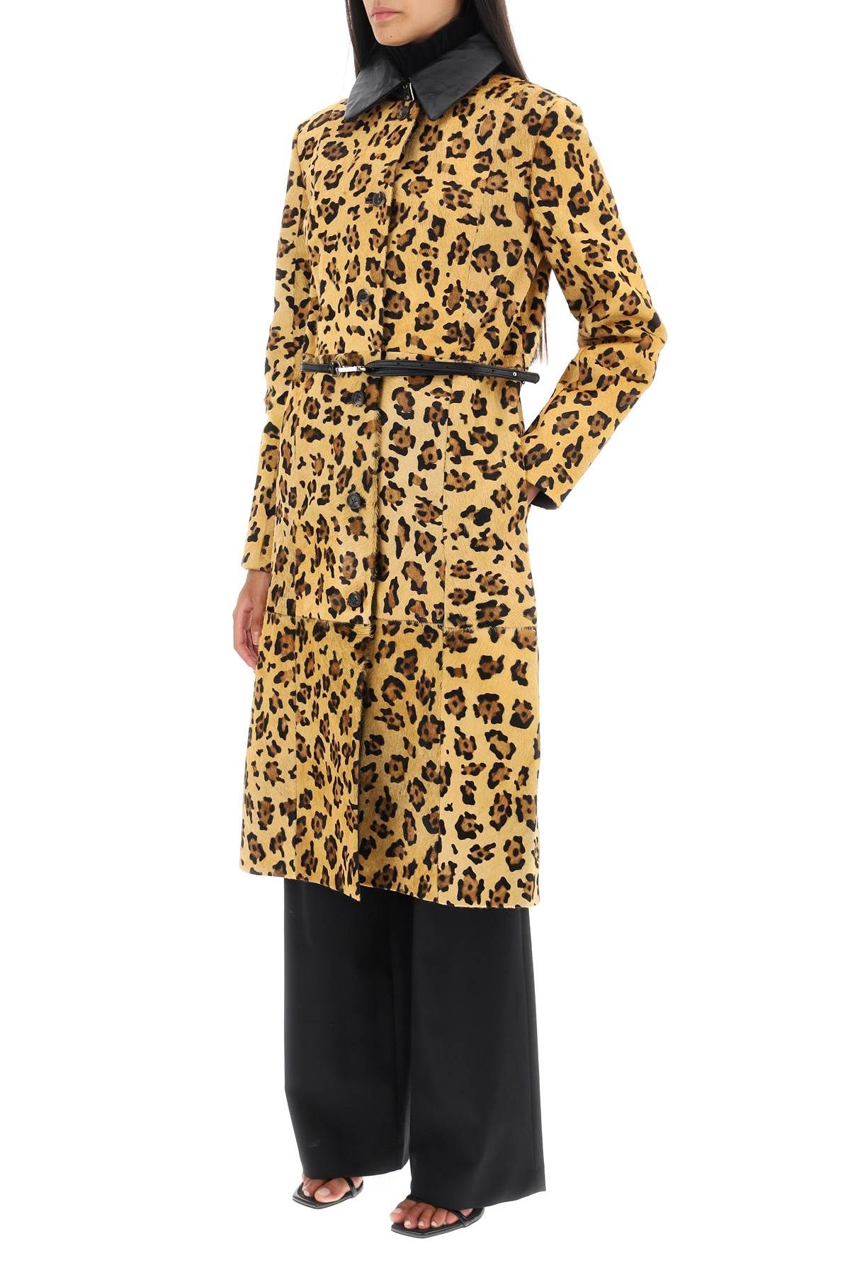 Shop Saks Potts 'ginger' Leopard Motif Ponyskin Coat In Beige,black