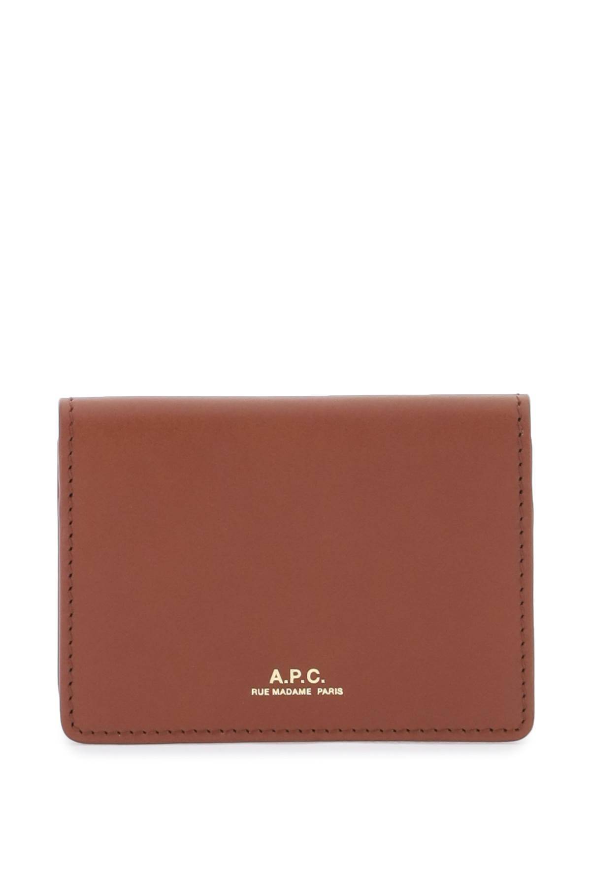 Apc Leather Stefan Card Holder In Brown