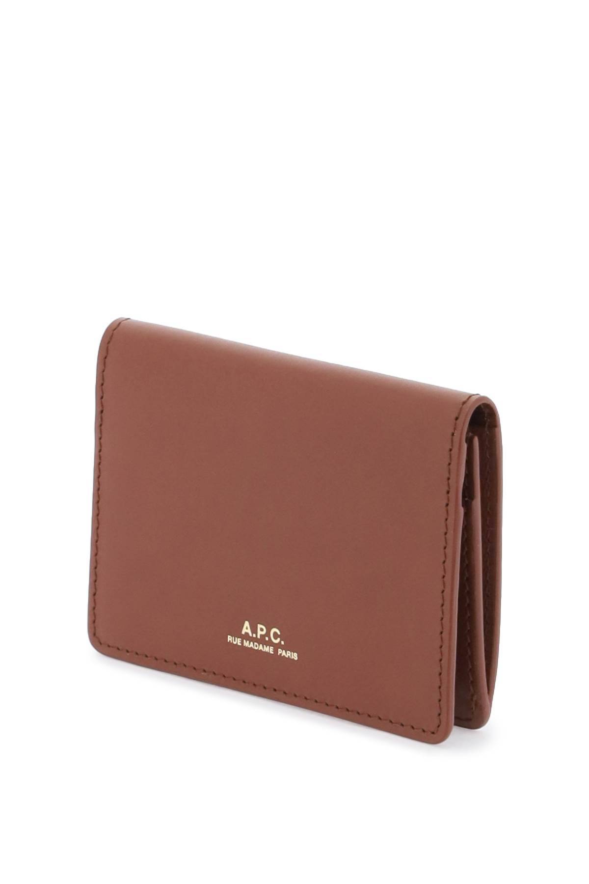 Shop Apc Leather Stefan Card Holder In Brown