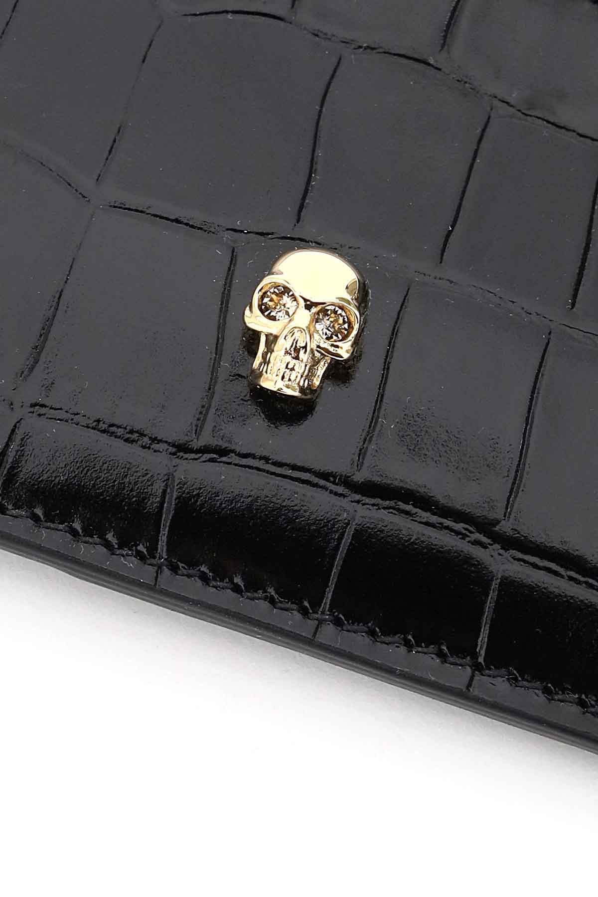 Shop Alexander Mcqueen Skull Card Holder Pouch In Black