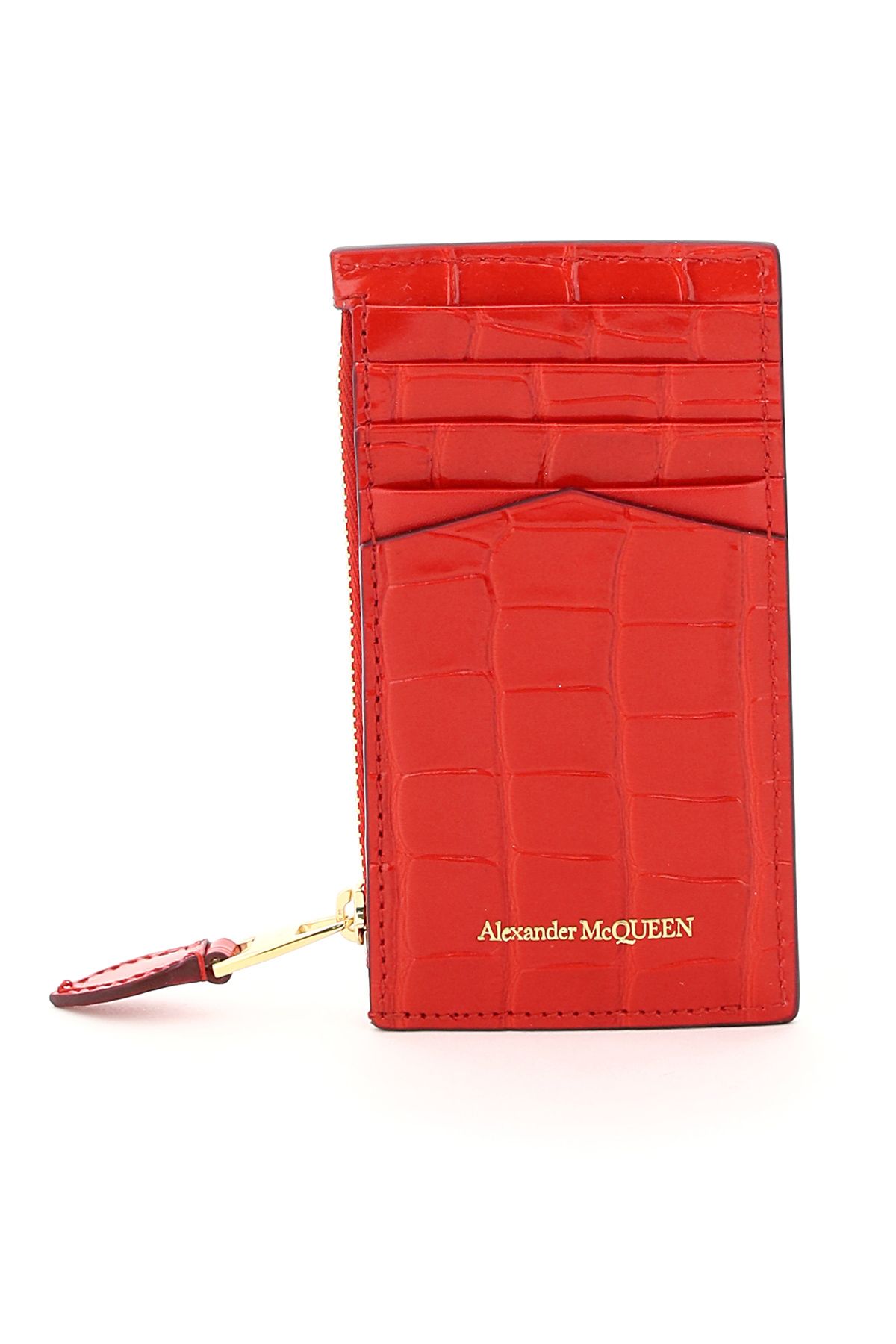 Shop Alexander Mcqueen Skull Card Holder Pouch In Red