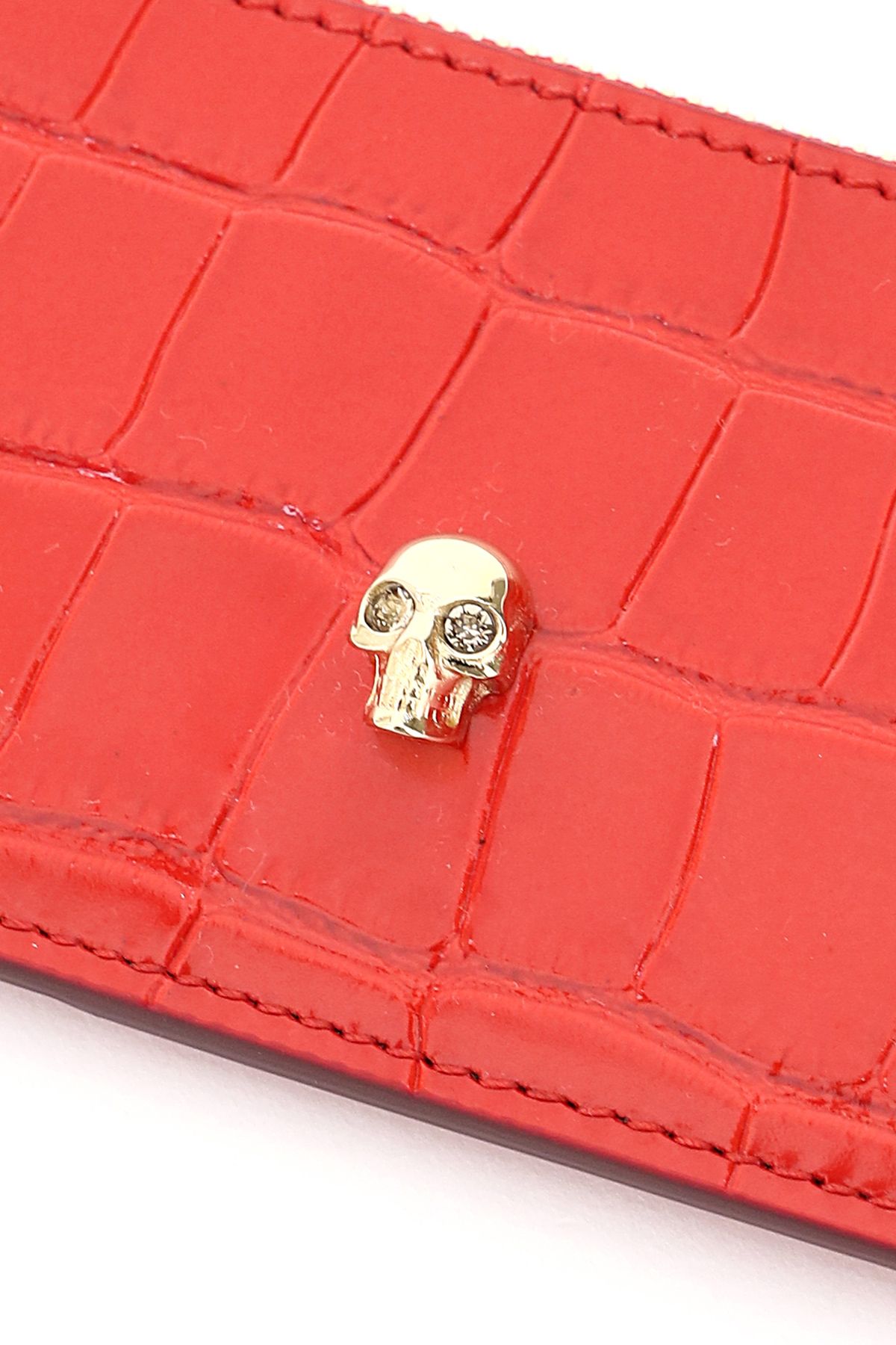 Shop Alexander Mcqueen Skull Card Holder Pouch In Red