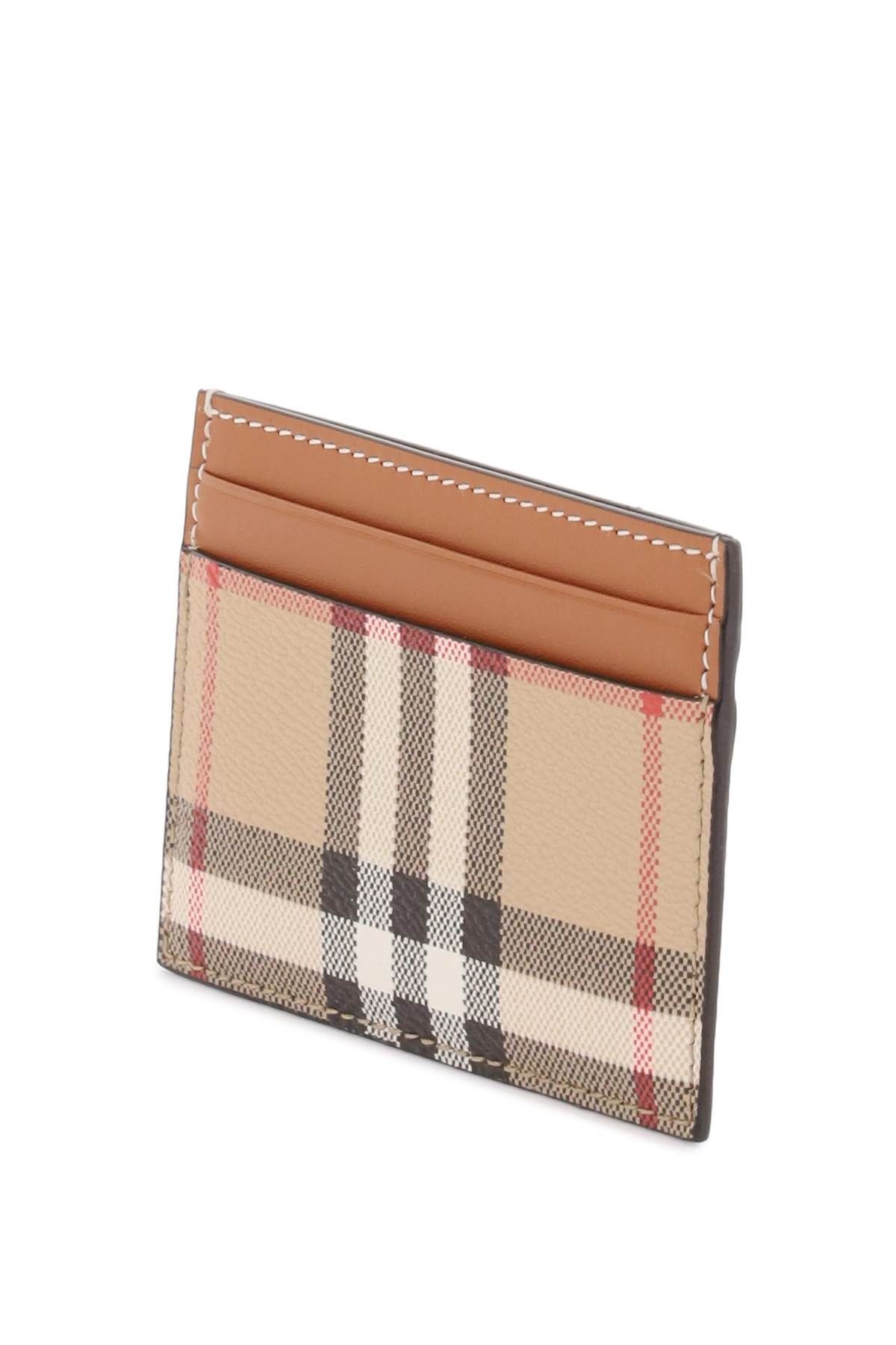 Shop Burberry Card Holder With Tartan Pattern In Beige,brown