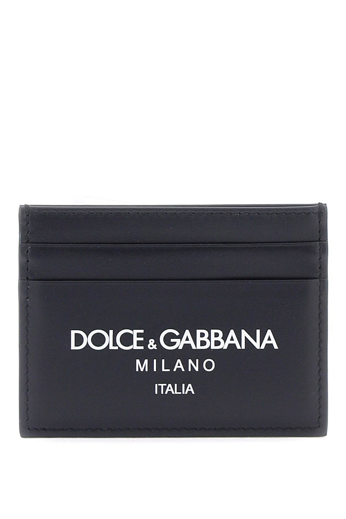 Dolce & Gabbana Logo Leather Cardholder In Blue