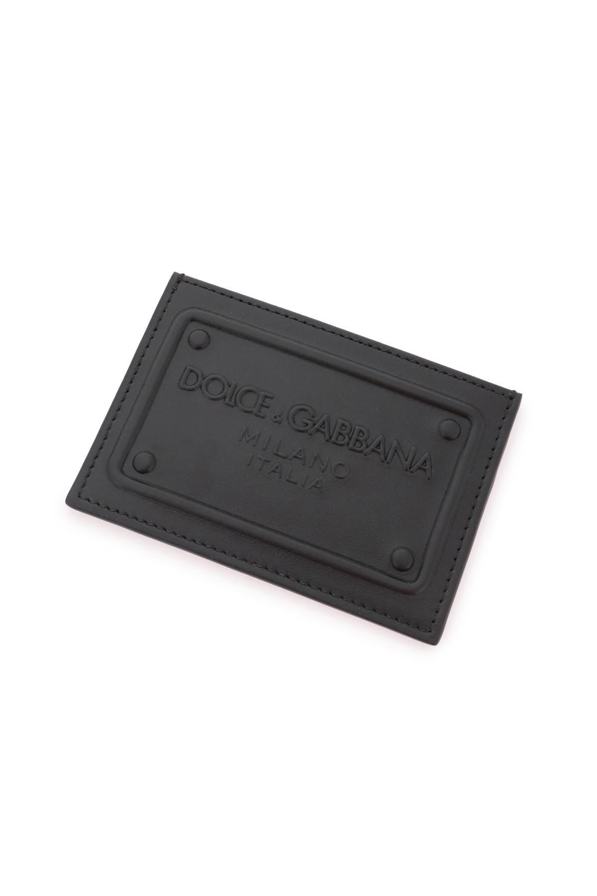 Shop Dolce & Gabbana Embossed Logo Leather Cardholder In Black
