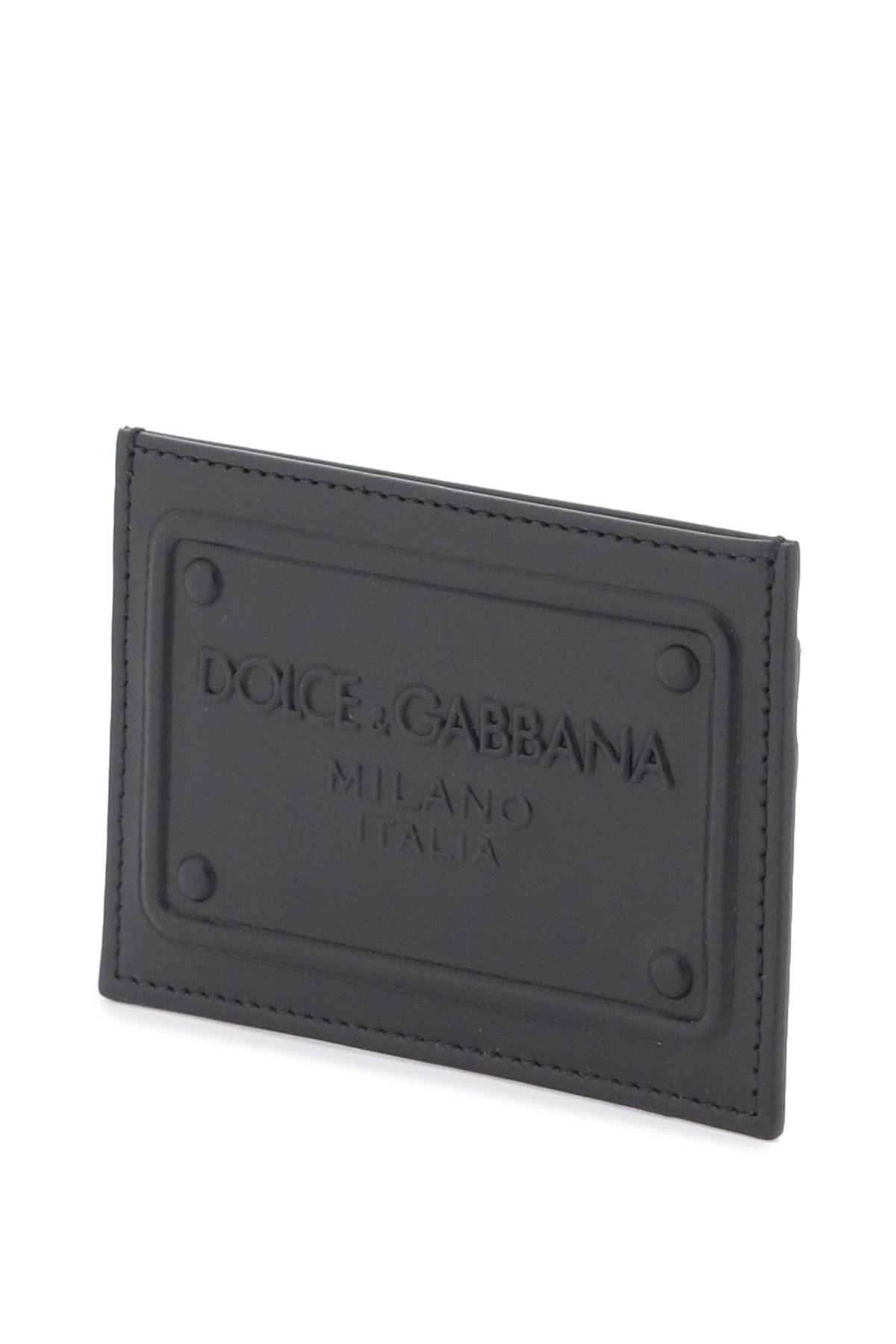 Shop Dolce & Gabbana Embossed Logo Leather Cardholder In Black