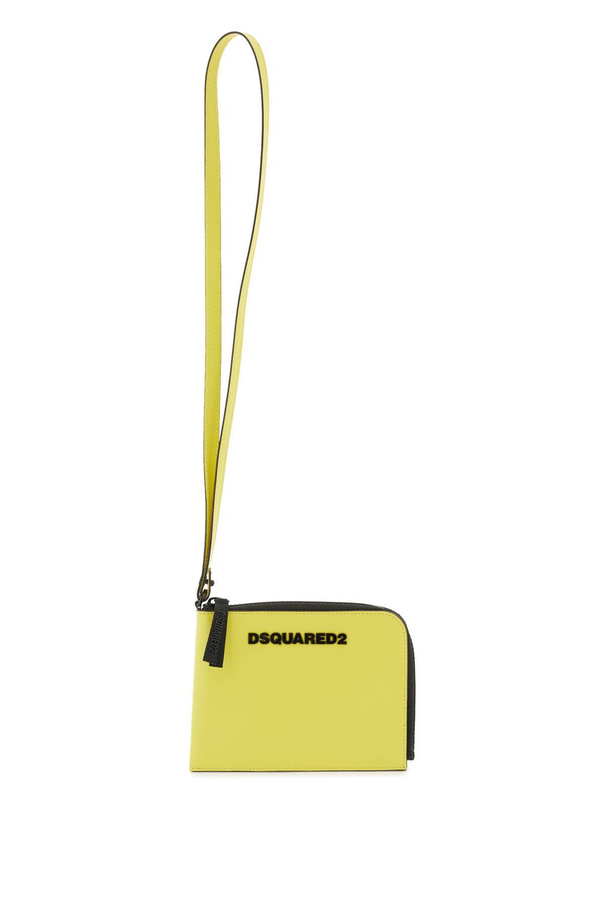 Dsquared2 Credit Card Pouch With Logo In Yellow