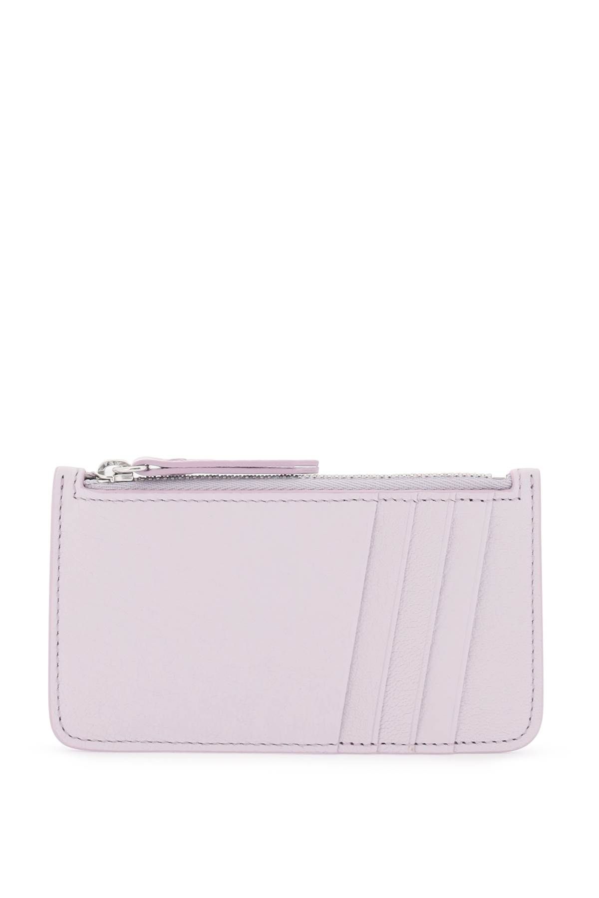 Shop Maison Margiela Leather Zipped Cardholder In Purple