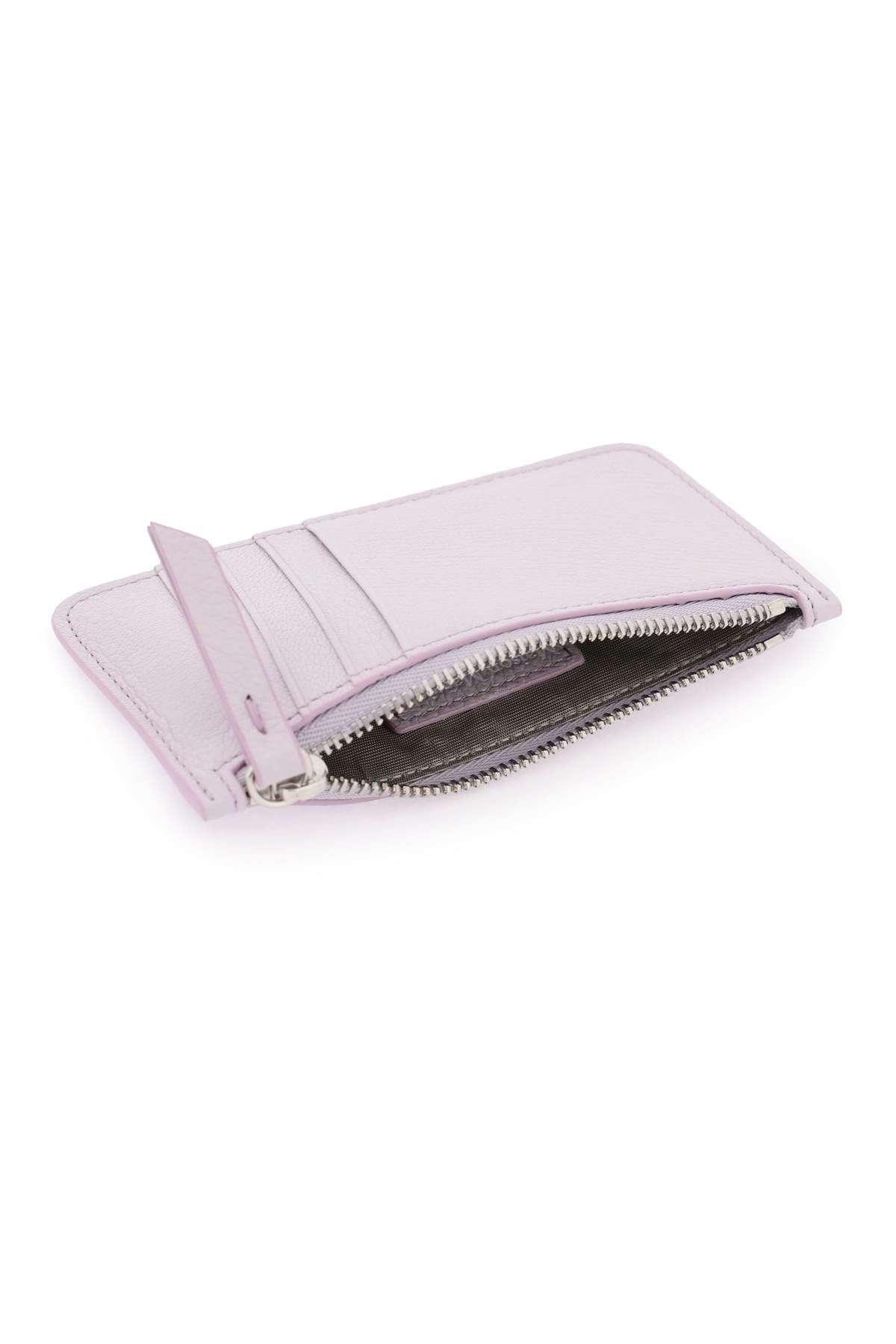 Shop Maison Margiela Leather Zipped Cardholder In Purple