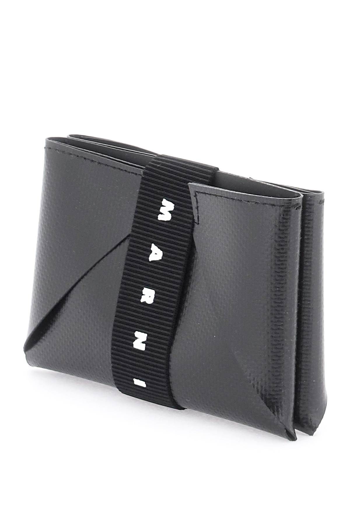 Shop Marni Faux Leather Card Holder In Black