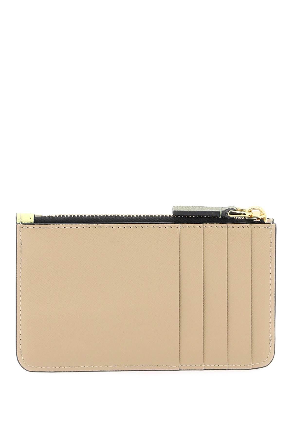 Shop Marni Tricolor Zippered Cardholder In Yellow,beige,green