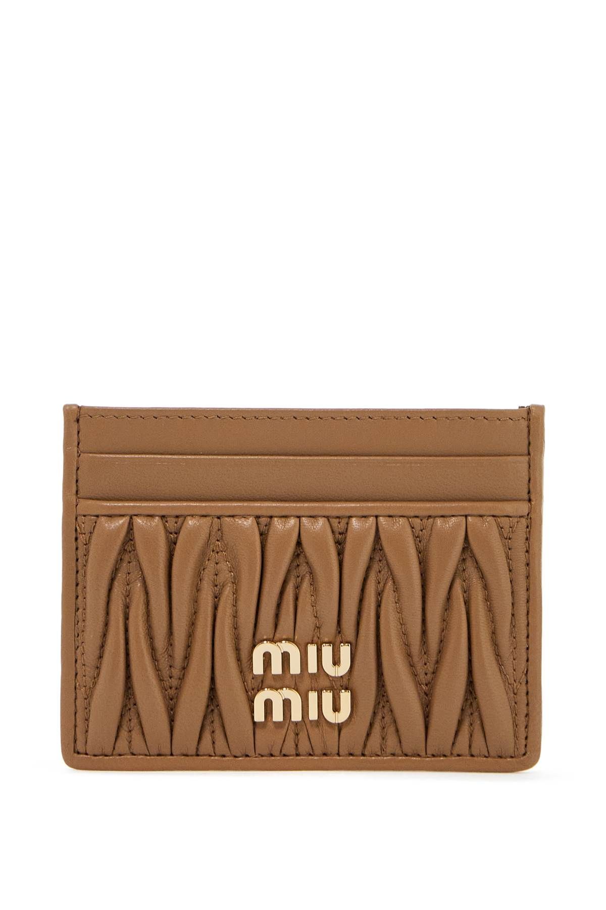 Shop Miu Miu Matelassé Nappa Leather Cardholder In Brown