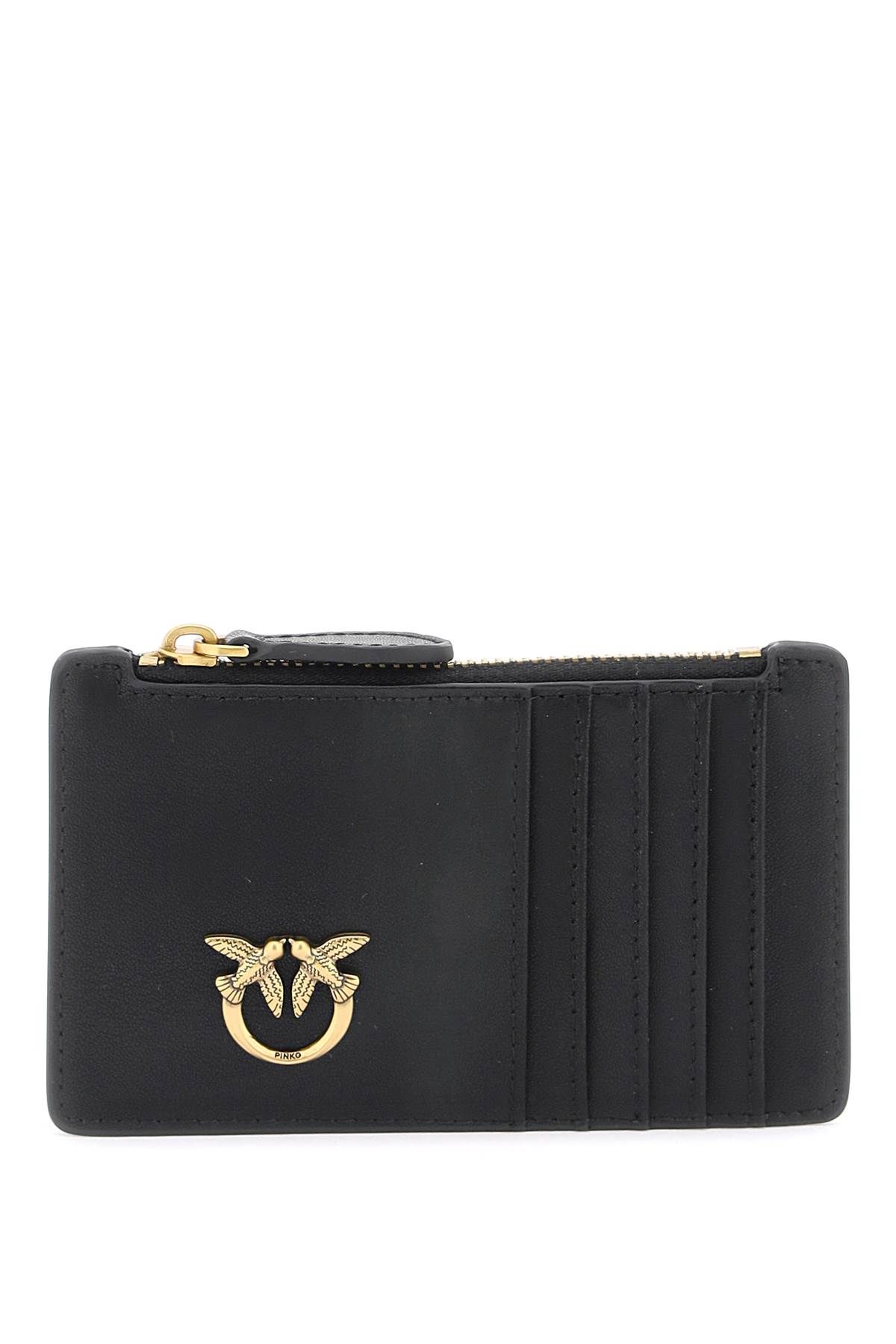 Shop Pinko Love Birds Diamond Card Holder In Black