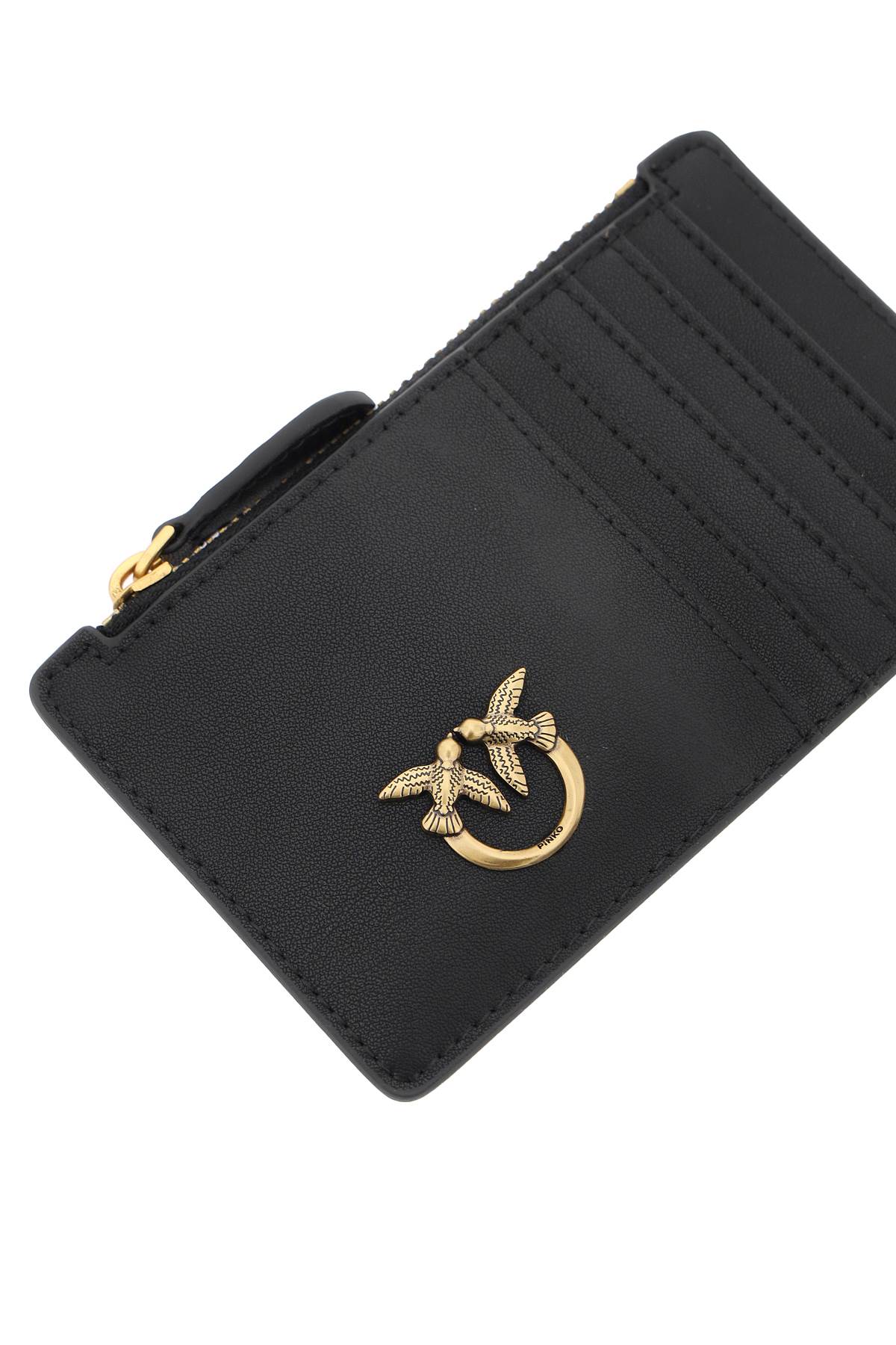 Shop Pinko Love Birds Diamond Card Holder In Black