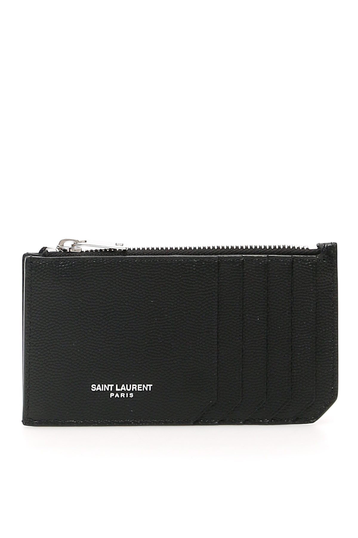 Shop Saint Laurent Leather Fragments Cardholder In Black