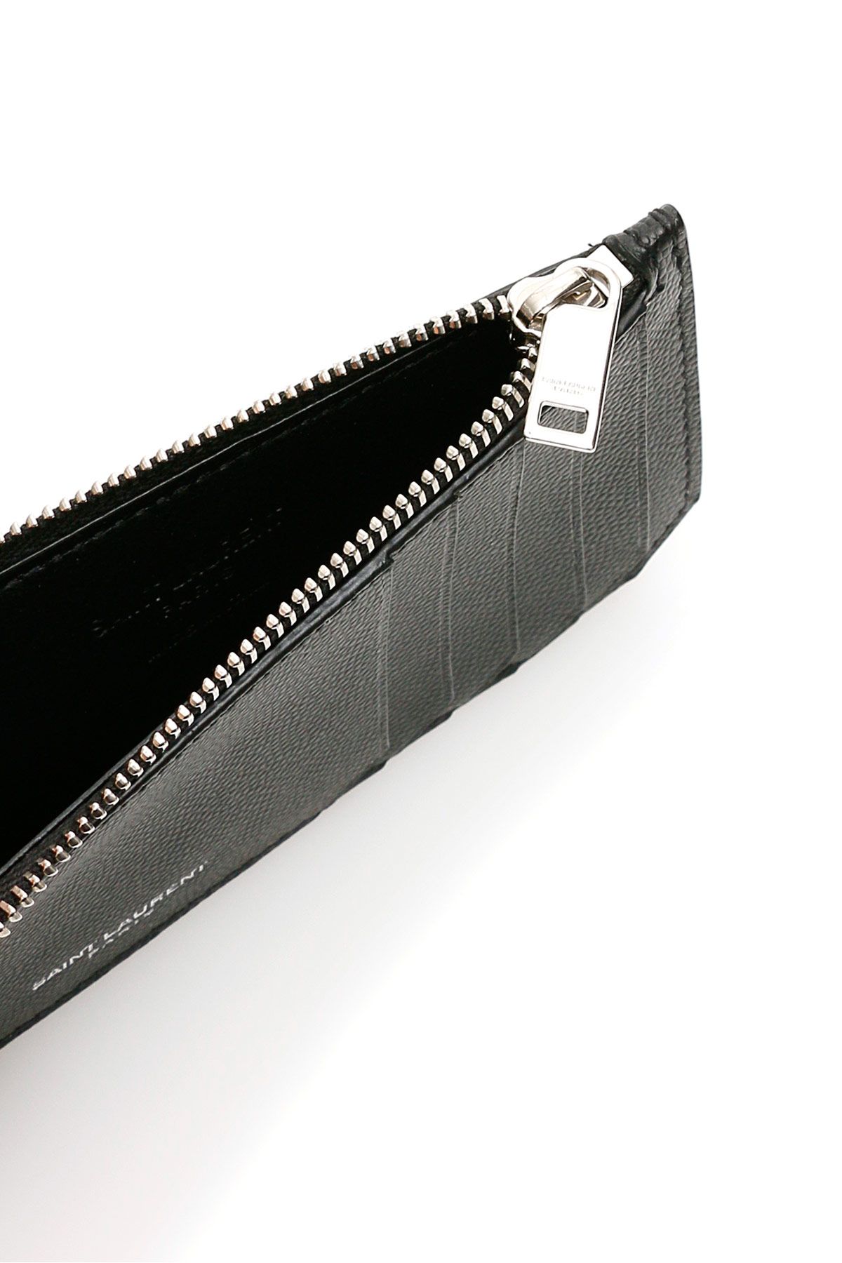 Shop Saint Laurent Leather Fragments Cardholder In Black