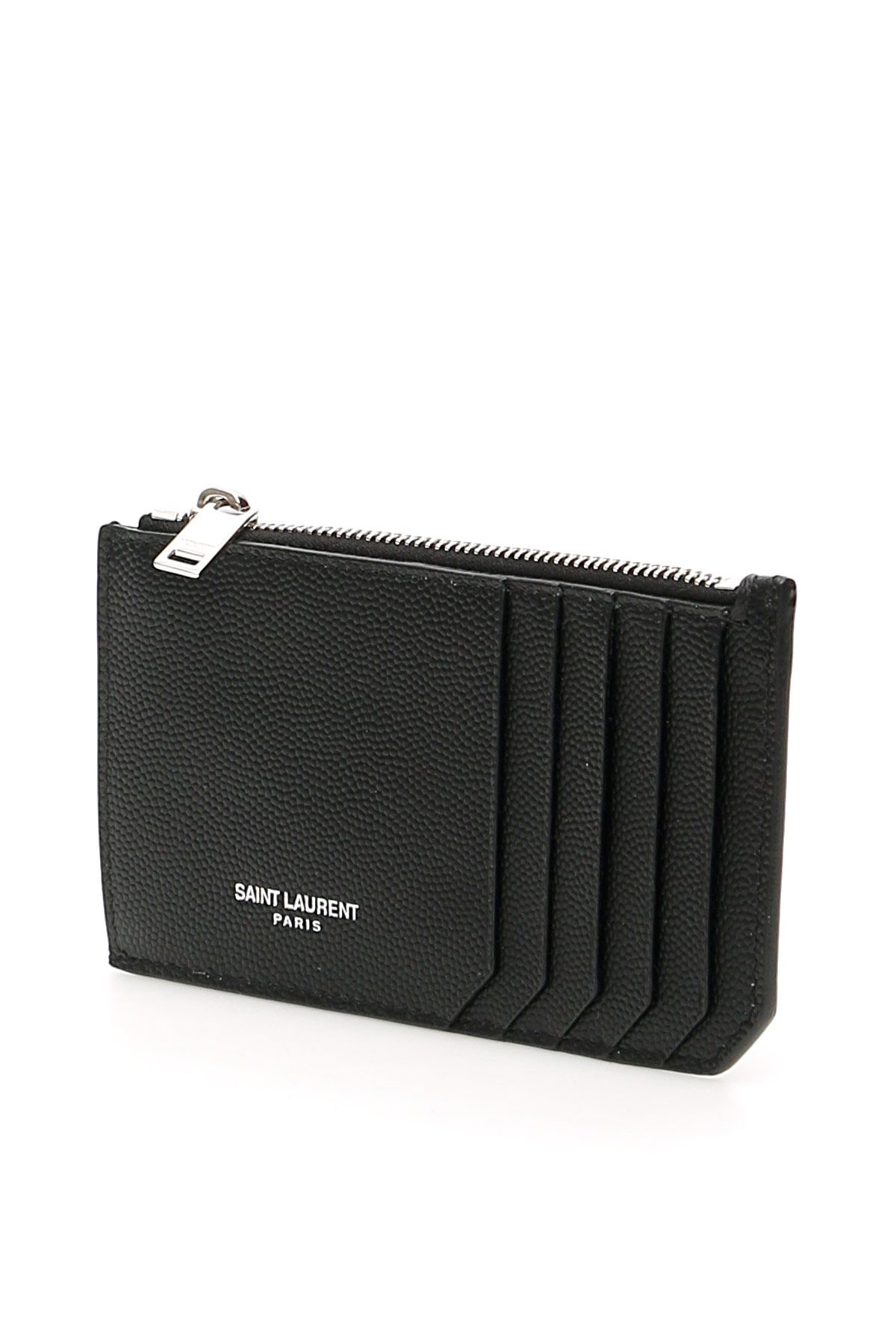 Shop Saint Laurent Leather Fragments Cardholder In Black