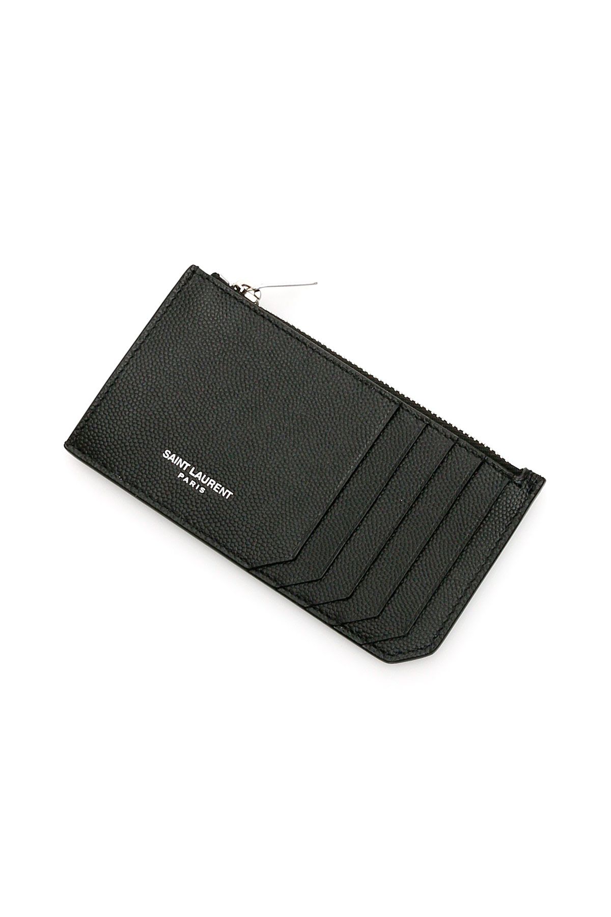 Shop Saint Laurent Leather Fragments Cardholder In Black