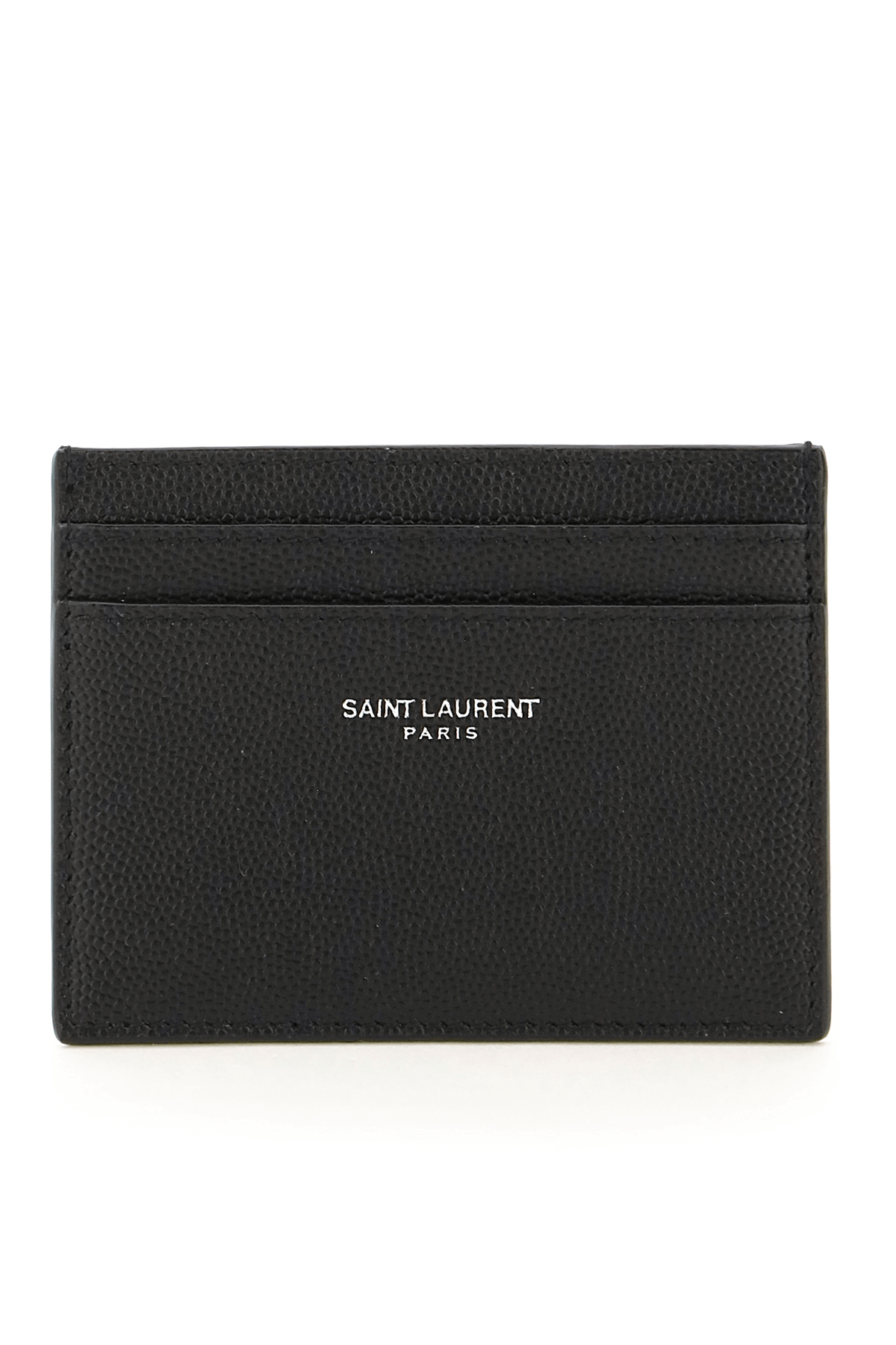 Shop Saint Laurent Grained Calfskin Card Holder In Black