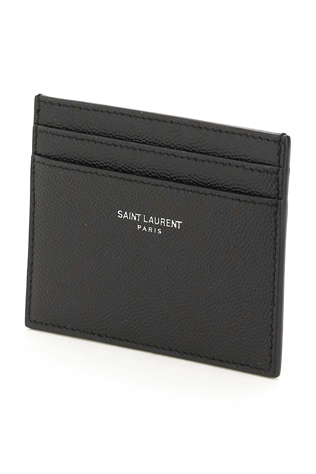 Shop Saint Laurent Grained Calfskin Card Holder In Black