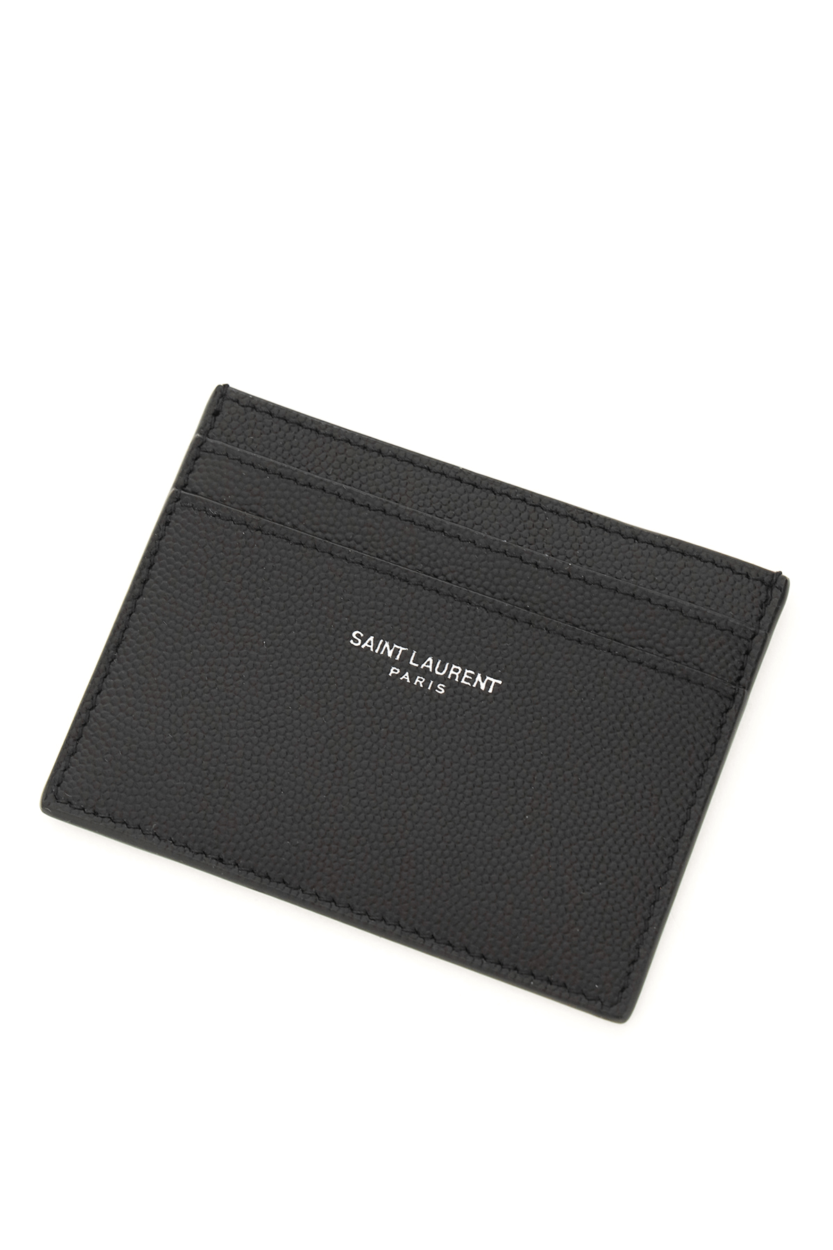 Shop Saint Laurent Grained Calfskin Card Holder In Black