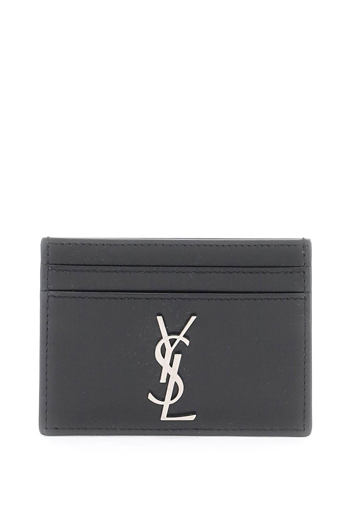 Shop Saint Laurent Smooth Leather Cassandre Cardholder In Black