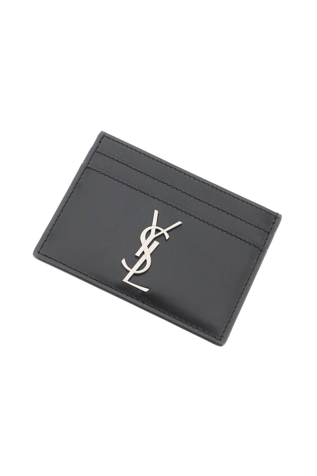 Shop Saint Laurent Smooth Leather Cassandre Cardholder In Black