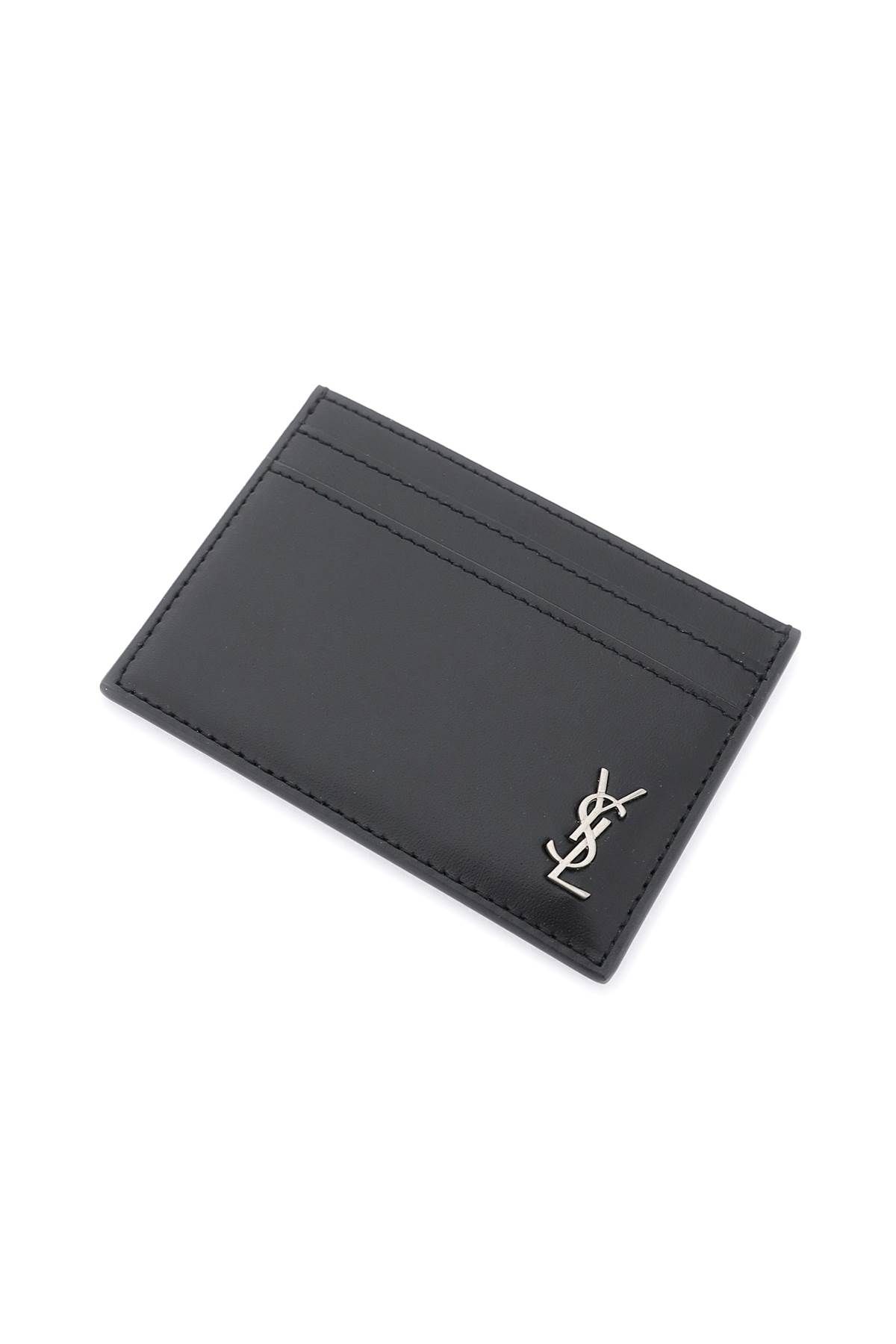 Shop Saint Laurent Cassandre Cardholder In Black