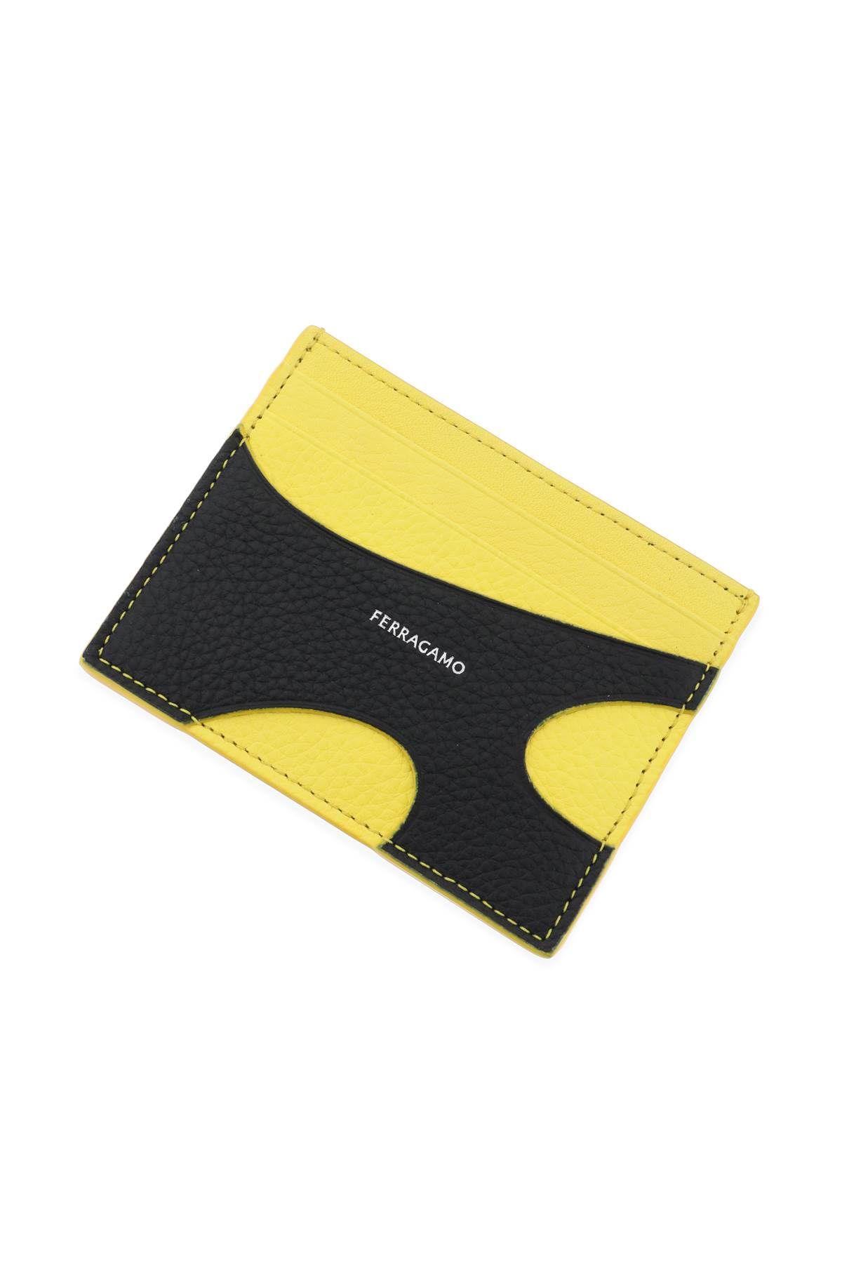 Shop Ferragamo Cut-out Card Holder In Black,yellow