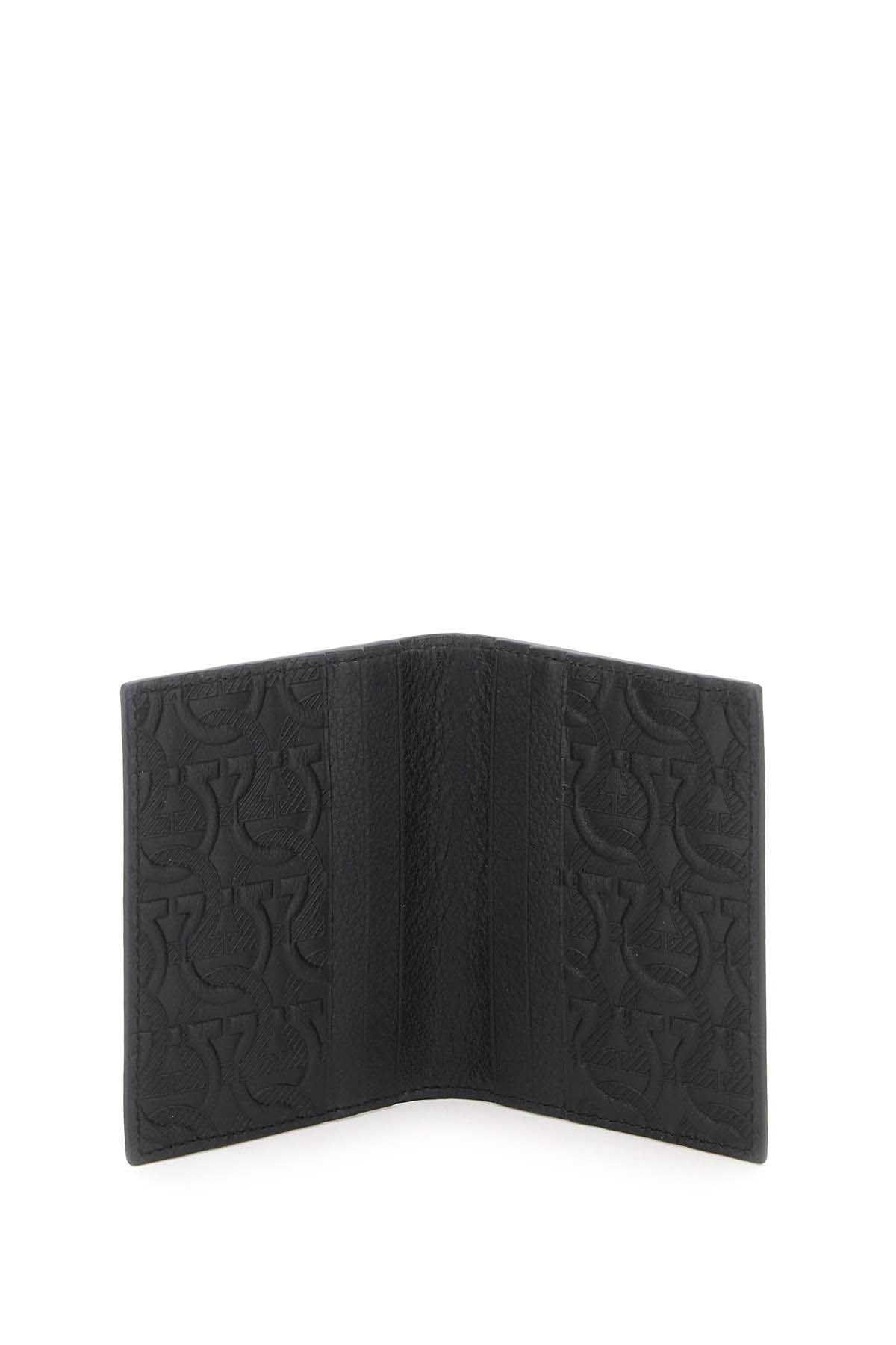 Shop Ferragamo Embossed Leather Bifold Wallet In Black