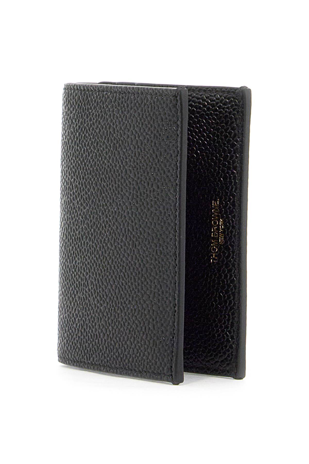 Shop Thom Browne "bifold Hammered Leather Card Holder" In Black