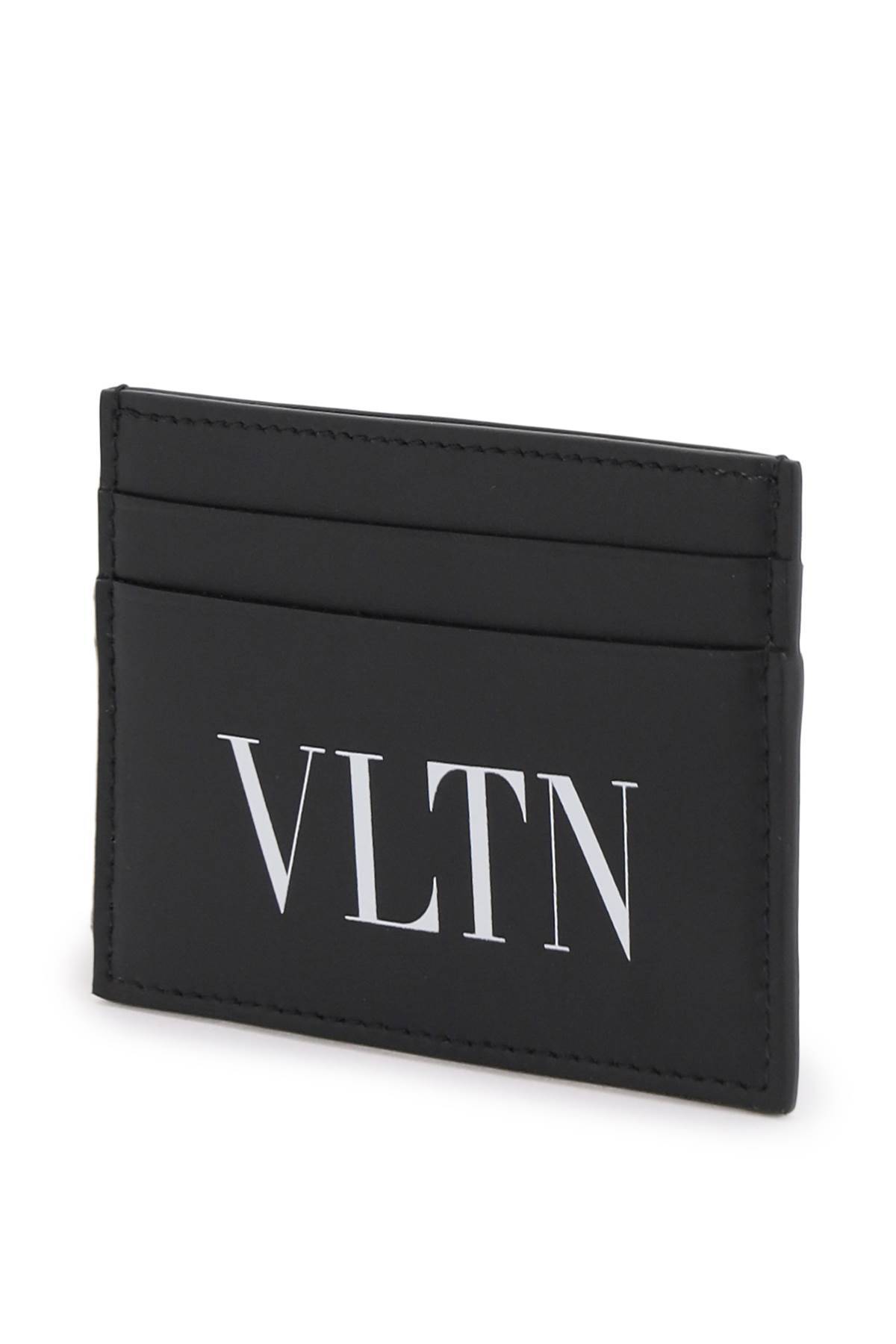 Shop Valentino Leather Vltn Cardholder In Black