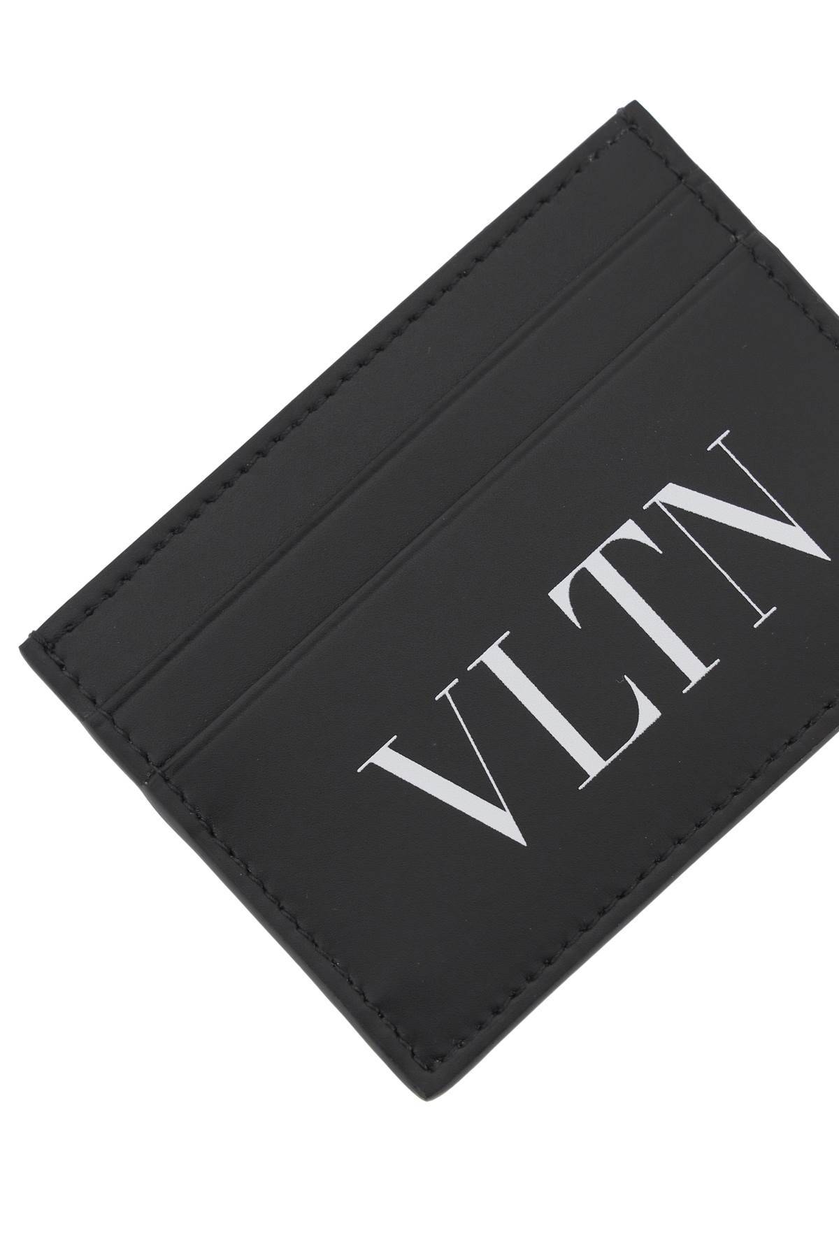 Shop Valentino Leather Vltn Cardholder In Black