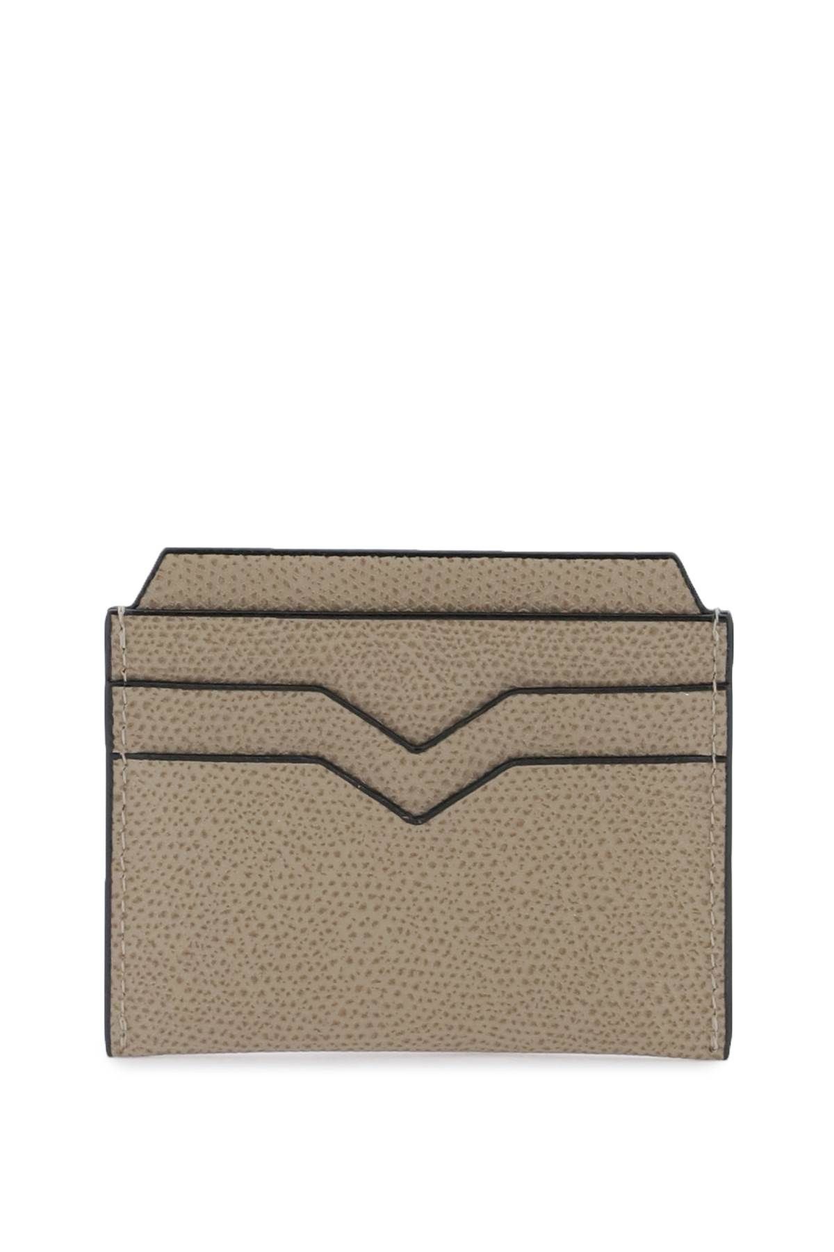 Shop Valextra Leather Cardholder In Beige