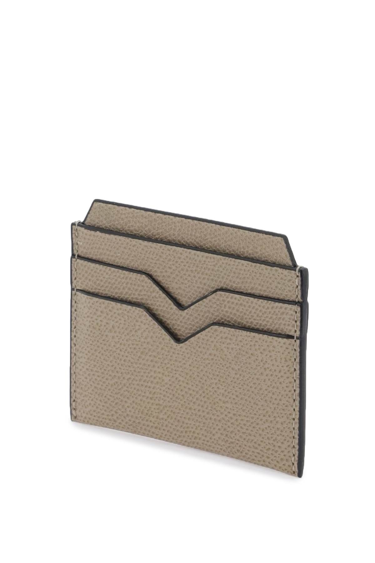 Shop Valextra Leather Cardholder In Beige