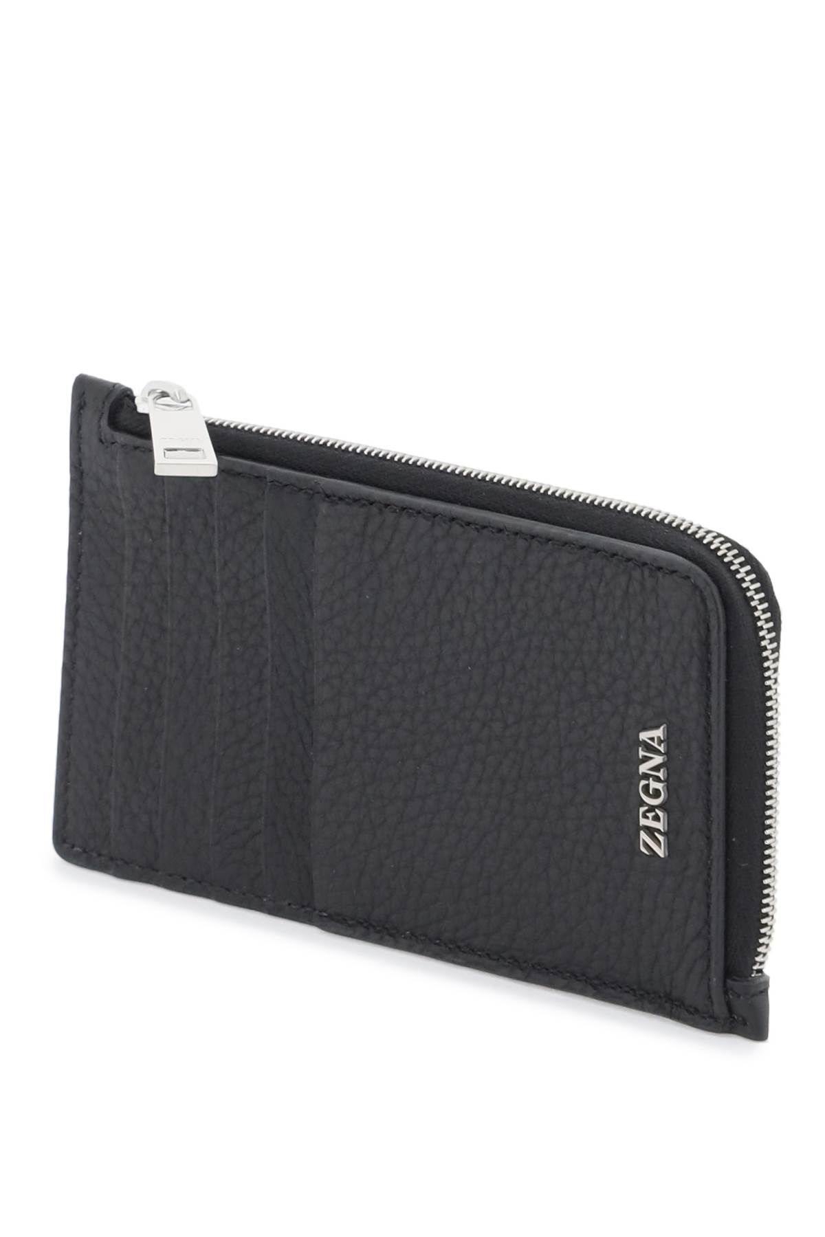 Shop Zegna Grained Leather 10cc Card Holder In Black