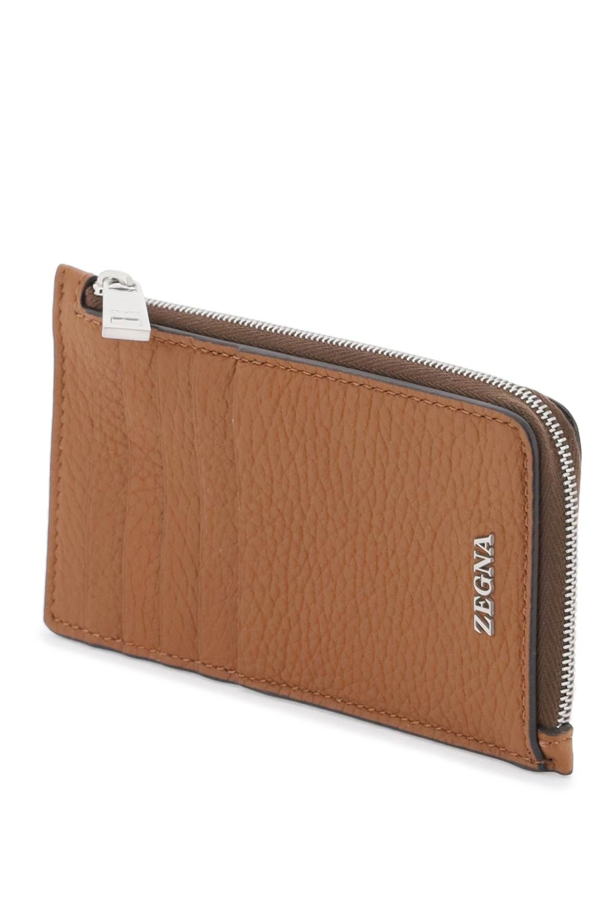 Shop Zegna Grained Leather 10cc Card Holder In Brown