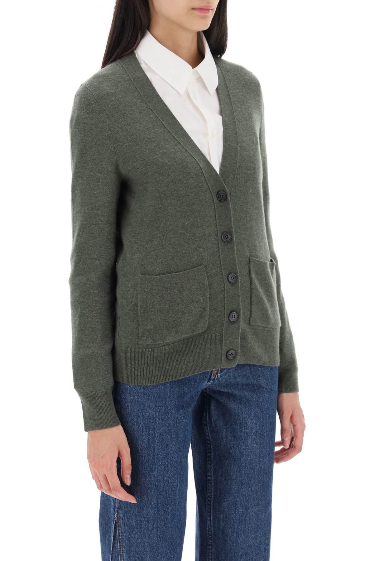 Shop Apc 'louisa' Cardigan In Virgin Wool In Green