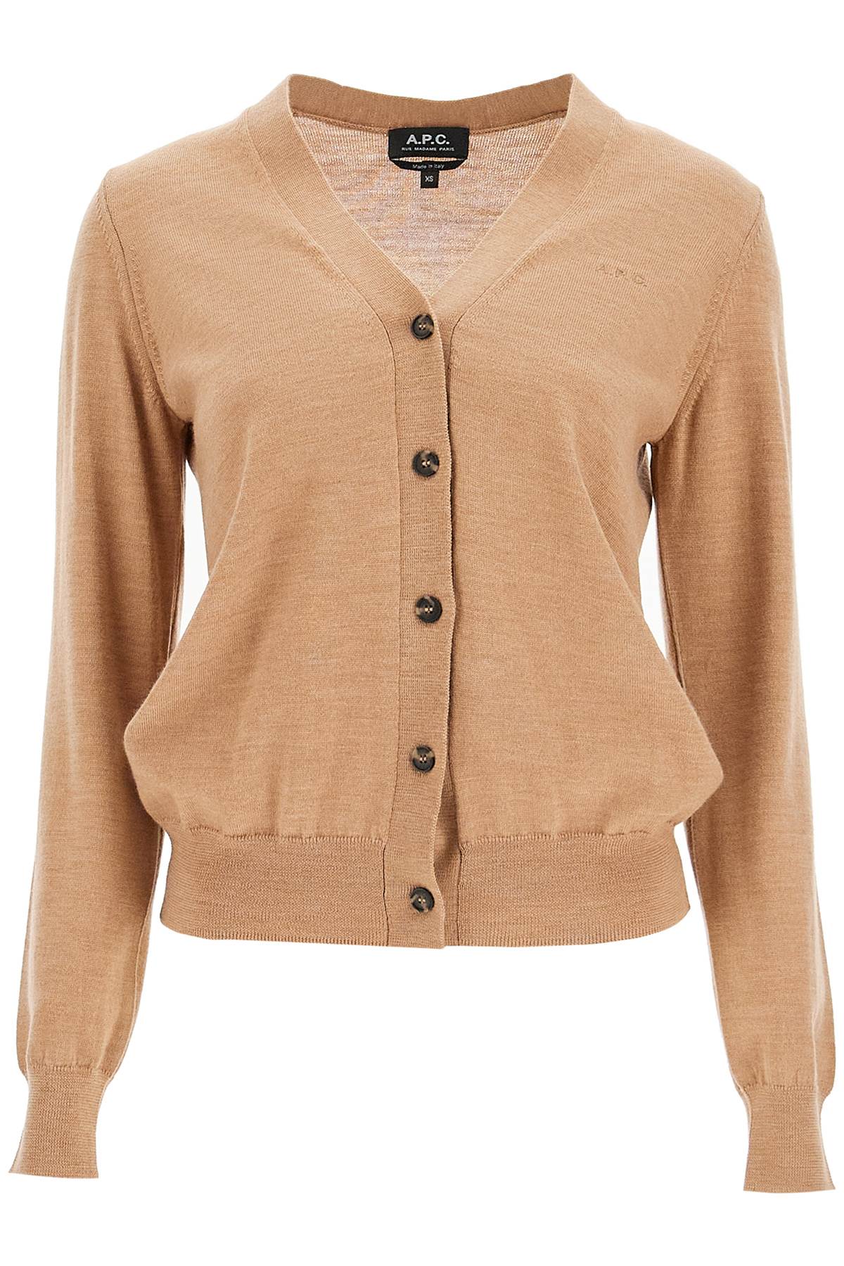 Shop Apc Salome Wool Cardigan For In Beige