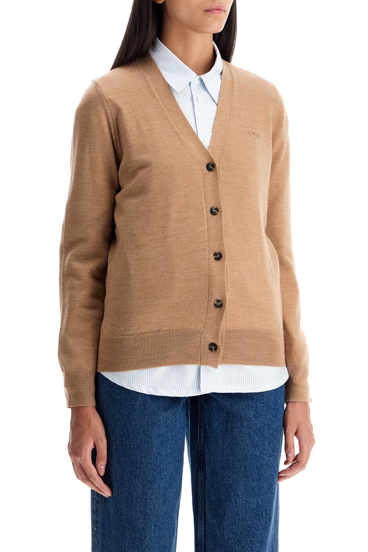 Shop Apc Salome Wool Cardigan For In Beige