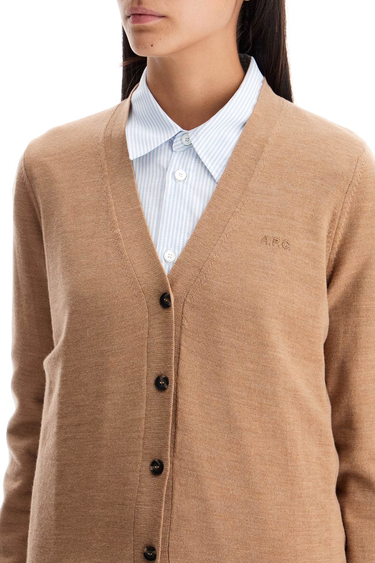 Shop Apc Salome Wool Cardigan For In Beige