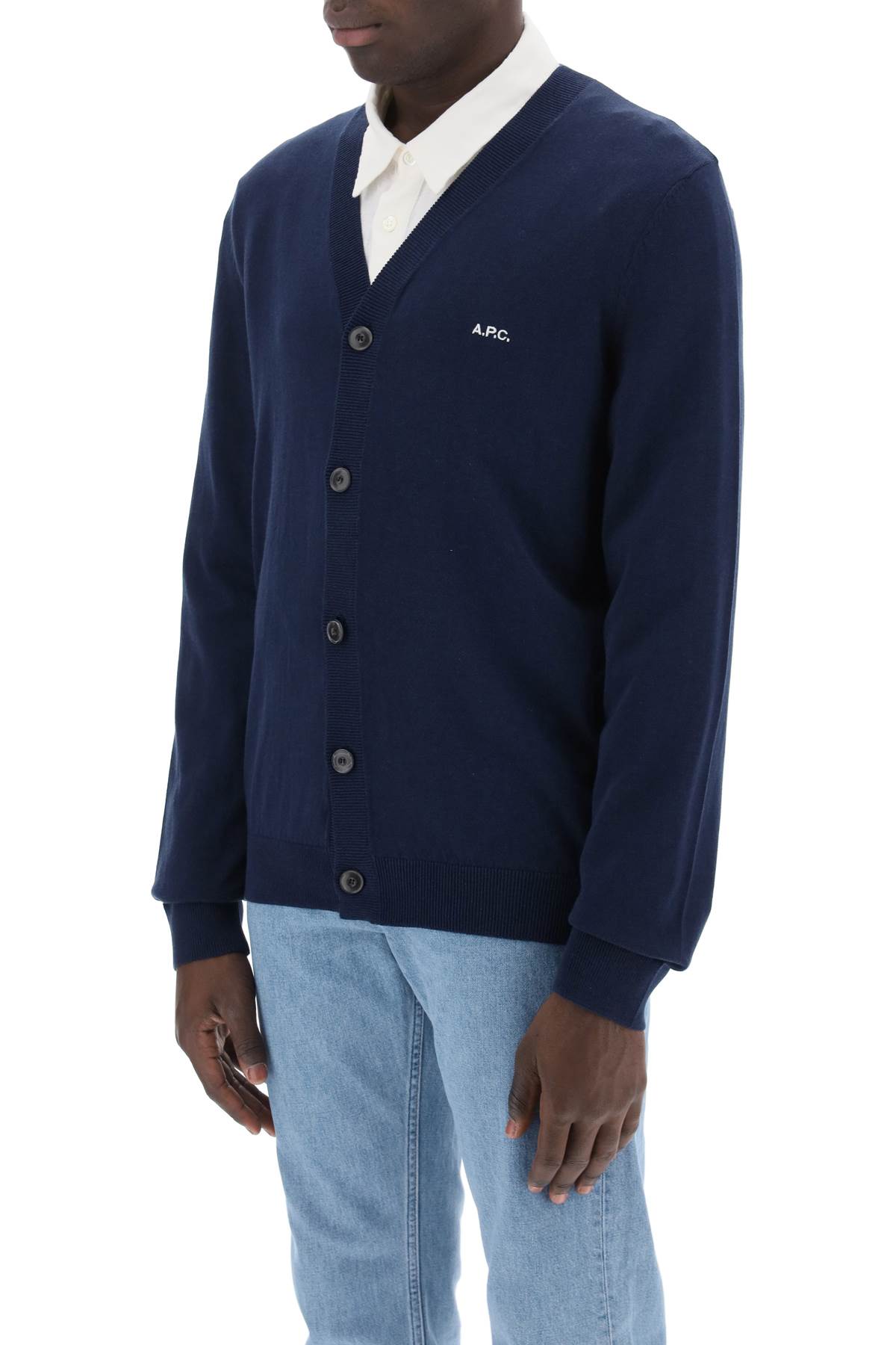 Shop Apc Cotton Curtis Cardigan For In Blue