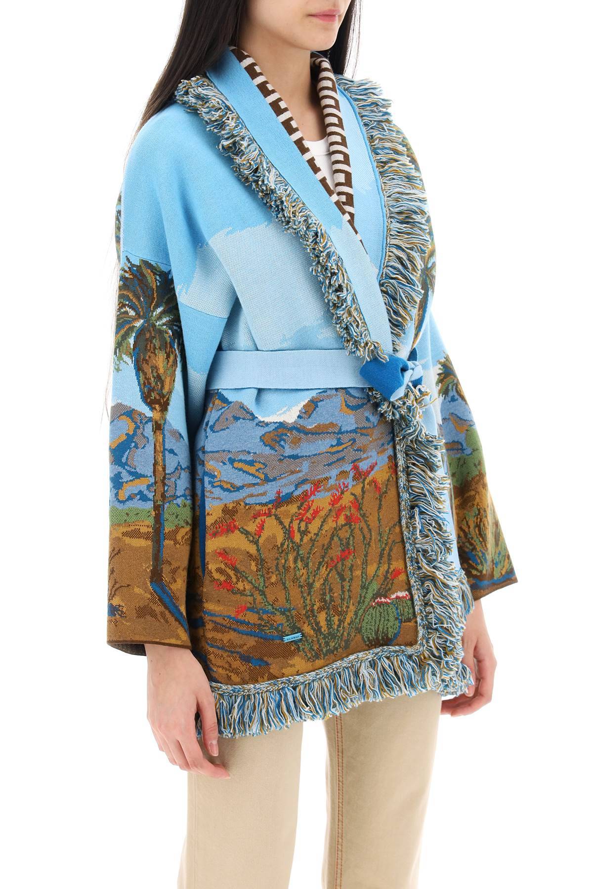 Shop Alanui Cotton Wool Silk Wrap Cardigan In Multicolor