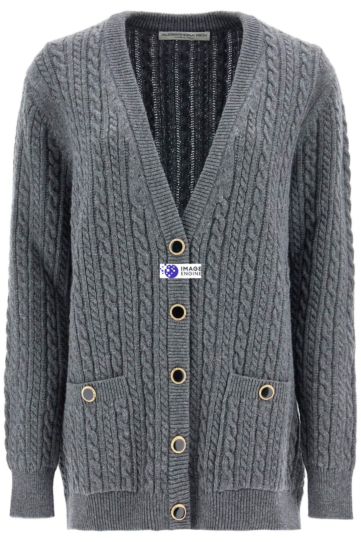 Alessandra Rich Cardigan Oversize In Grey