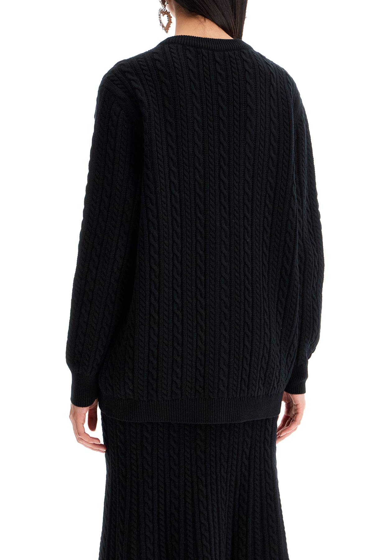 Shop Alessandra Rich Oversized Wool Cardigan In Black