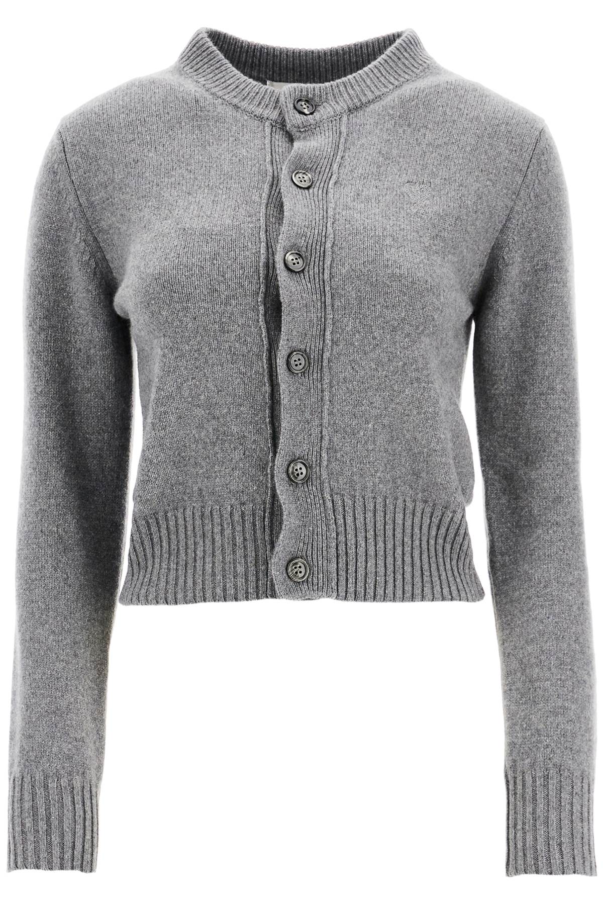 Shop Ami Alexandre Matiussi Cashmere Crewneck Cardigan In Grey