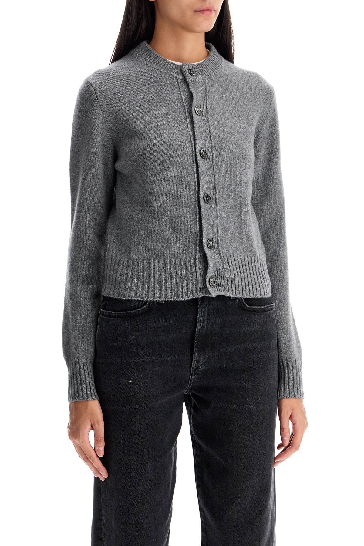 Shop Ami Alexandre Matiussi Cashmere Crewneck Cardigan In Grey