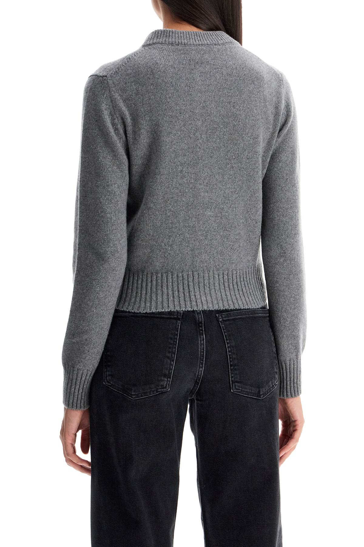 Shop Ami Alexandre Matiussi Cashmere Crewneck Cardigan In Grey