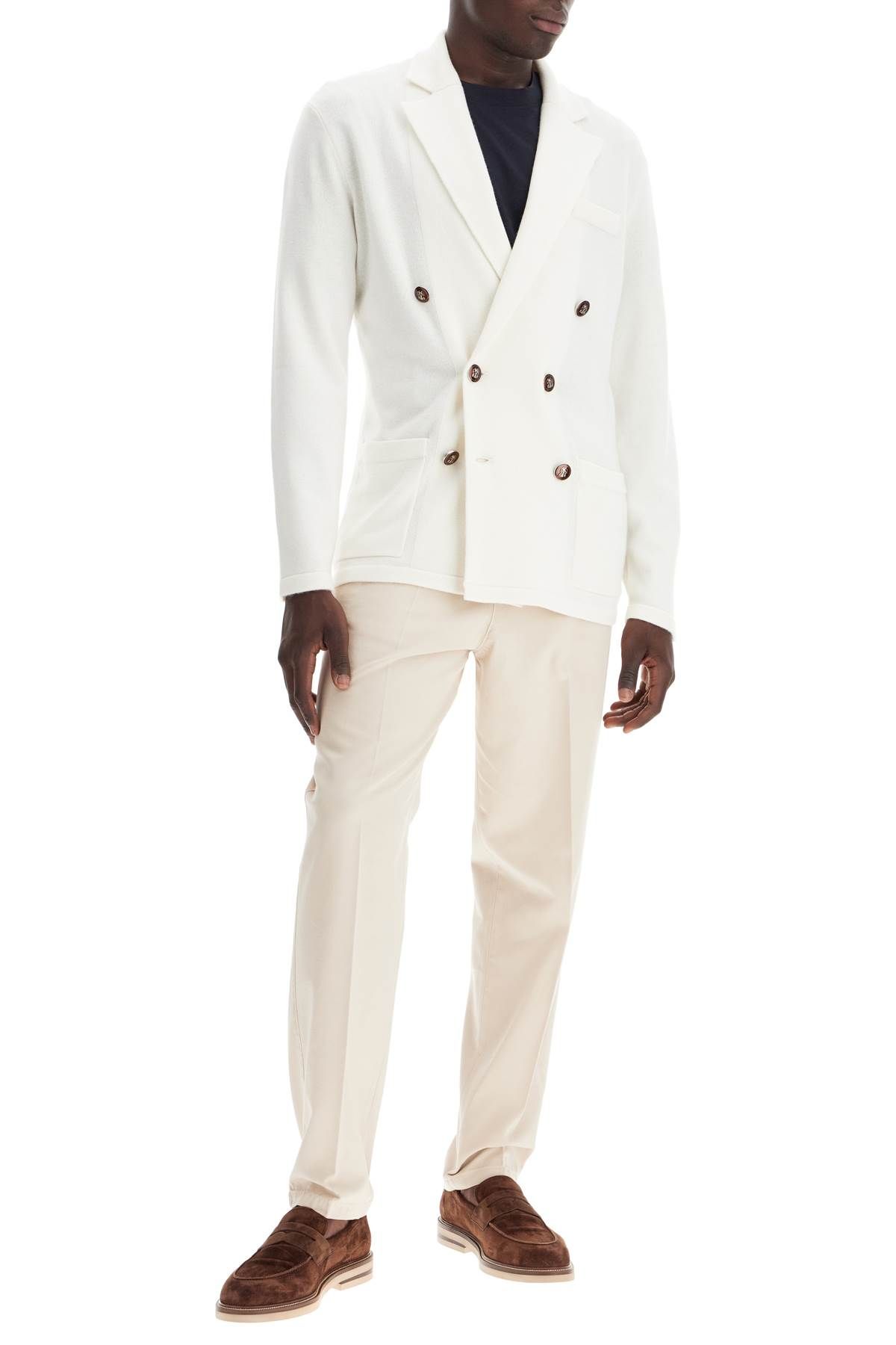 Shop Brunello Cucinelli Double-breasted Cashmere Cardigan In White