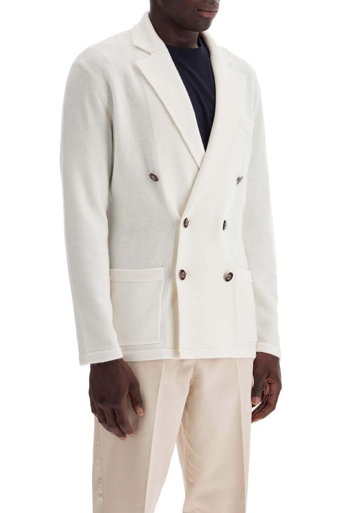 Shop Brunello Cucinelli Double-breasted Cashmere Cardigan In White